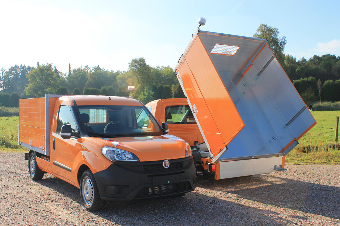 Fiat Doblo als Abfall und Strassenreinigung mit Schoon Kipper, Bordwandaufsatz, Lackierung (1)
